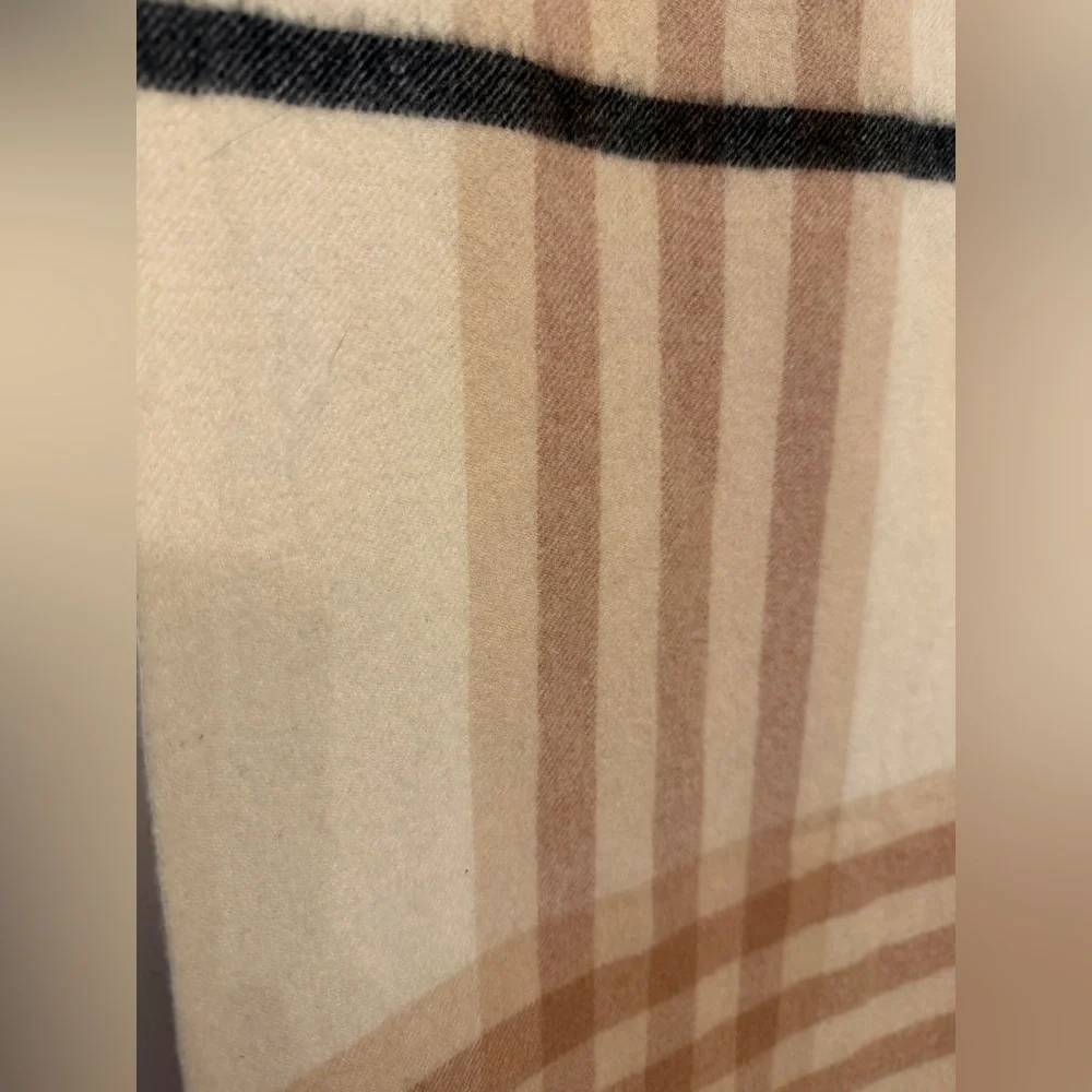 GANNI Oversized Plaid Scarf – Neutral Check